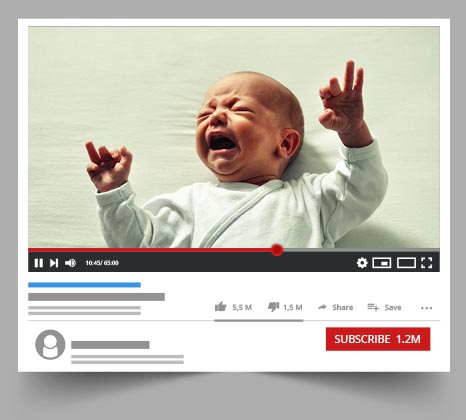 baby crying on a youtube channel player